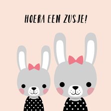Minimalistisch felicitatiekaartje met illustratie van konijn