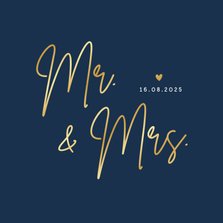 Minimalistische trouwkaart Mr & Mrs - wij zijn getrouwd!