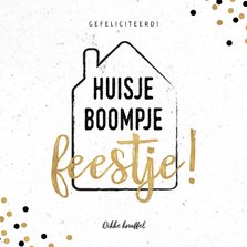 Moderne felicitatiekaart Huisje Boompje Feestje!