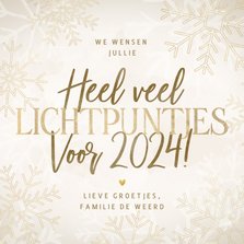 Moderne nieuwjaarskaart heel veel lichtpuntjes voor 2024!