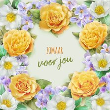 Mooie bloemenkaart met illustratie van gele en witte rozen