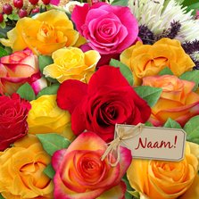 Mooie  bloemenkaart met mooi boeket rozen