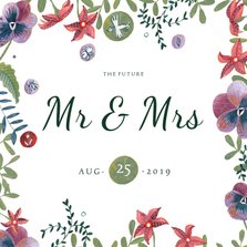 Mr & Mrs trouwkaart Bohemian wedding