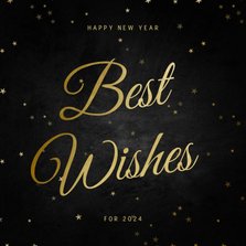 Nieuwjaarskaart Best Wishes klassiek met sterren