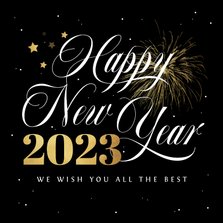 Nieuwjaarskaart happy new year fijne feestdagen vuurwerk