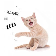 Nieuwjaarskaart kat kitten klaar met 2023