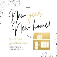 Nieuwjaarskaart new year new home verhuiskaart goudlook