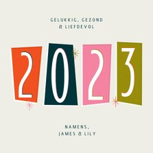 Nieuwjaarskaart retro groot jaartal 2023