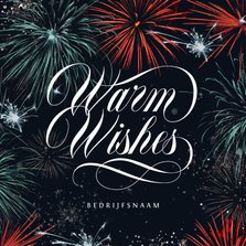 Nieuwjaarskaart vuurwerk stijlvol zakelijk warm wishes