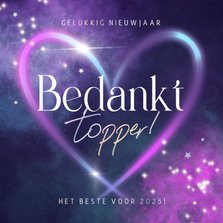 Nieuwjaarskaart zakelijk bedankt topper hart vuurwerk spark