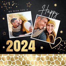 Nieuwjaarskaart zwart goudlook panterprint foto