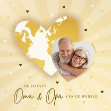 Oma en opa dag kaart wereld gouden hart