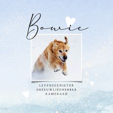 Rouwkaart huisdier thema sneeuw aquarel met hartjes