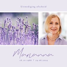 Rouwkaart paars lavendel foto stijlvol modern