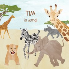 Safari dieren verjaardagskaart 
