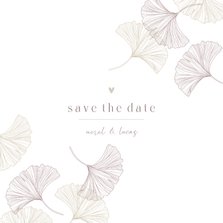Save the Date kaart ginkgo puur