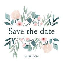 Save the date kaart met pastel bloemen