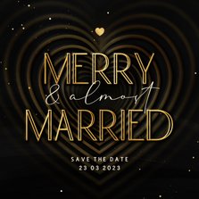 Save the date Merry & Married met hart op achtergrond