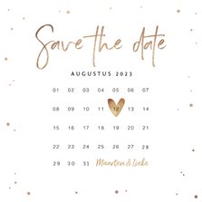 Save the date uitnodiging stijlvol goudlook confetti