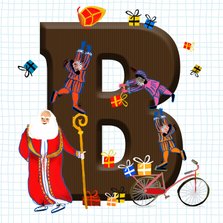 Sinterklaas kaart met chocolade letter B
