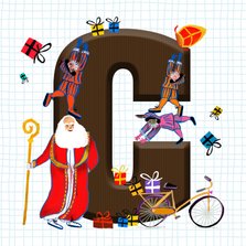 Sinterklaas kaart met chocolade-letter C