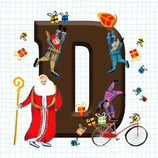 Sinterklaas kaart met chocolade-letter D