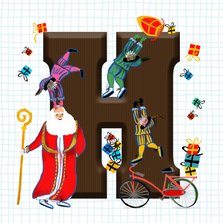 Sinterklaas kaart met chocolade-letter H