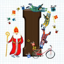 Sinterklaas kaart met chocolade-letter I