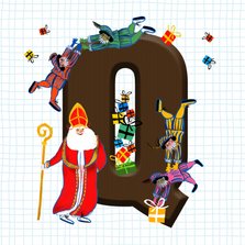 Sinterklaas kaart met chocolade-letter Q