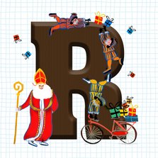 Sinterklaas kaart met chocolade-letter R