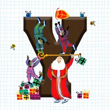 Sinterklaas kaart met chocolade-letter Y