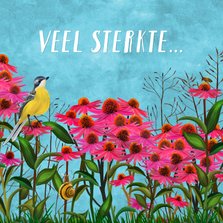 Sterktekaart Bloem met vogel 