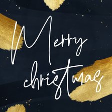Stijlvol kerstkaartje typografie Merry Christmas gouden verf