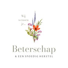 Stijlvolle beterschapskaart veldbloemen watercolor herstel