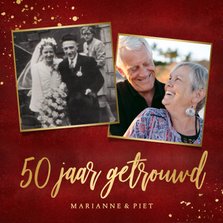 Stijlvolle fotokaart 50 jaar getrouwd met goud