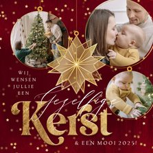 Stijlvolle kerstkaart 'Gezellige Kerst' fotocollage kerstbal