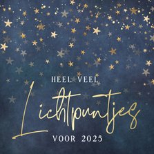 Stijlvolle nieuwjaarskaart met veel sterren als lichtpuntjes