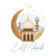 Stijlvolle religiekaart Eid Mubarak offerfeest moskee maan