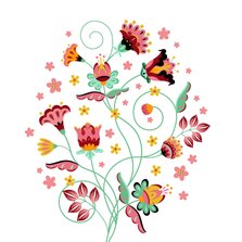 Stijlvolle, sierlijke en kleurrijke bloemenkaart 