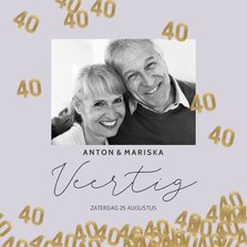 Stijlvolle uitnodiging huwelijk jubileum 40 jaar confetti