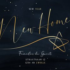Stijlvolle verhuiskaart New Year New Home met gouden ster