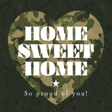 Stoere kaart ‘Home sweet home’ leger welkom thuis camouflage