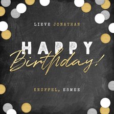 Stoere verjaardagskaart krijtbord, confetti & happy birthday