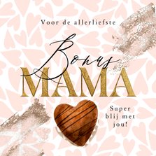 Trendy moederdagkaart bonusmama bonbon hart goud