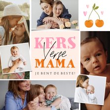 Trendy moederdagkaart collage eerste Moederdag kersjes hart