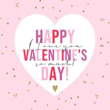 Trendy Valentijnskaart kleurrijk hartjesconfetti goud
