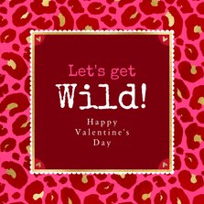 Trendy valentijnskaart 'Let's get Wild' panter kader goud