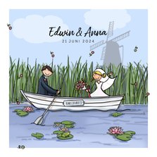 Trouwkaart boot Anet Illustraties