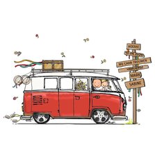 Trouwkaart VW bus rood - AV