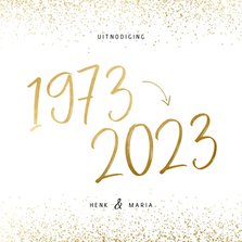 Uitnodiging 1973/2023 jubileum met confetti